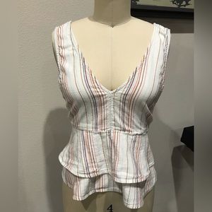 American Eagle White with Stripes Shirt size Medium